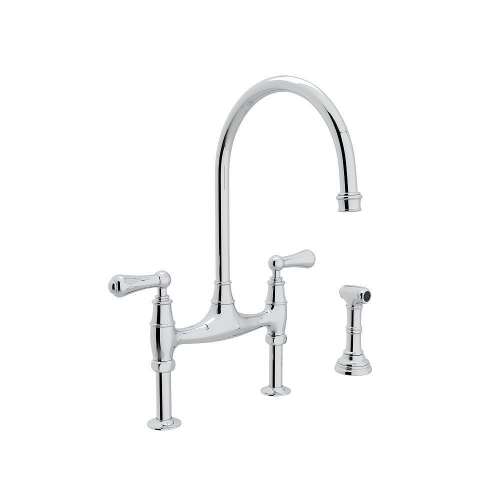 Perrin and Rowe U.4719L-APC-2 Bridge Kitchen Faucet in Polished Chrome