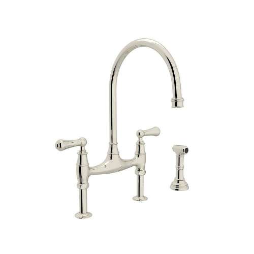 Perrin and Rowe U.4719L-PN-2 Bridge Kitchen Faucet in Polished Nickel