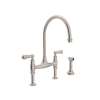 Perrin and Rowe U.4719L-STN-2 Bridge Kitchen Faucet in Satin Nickel