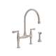 Perrin and Rowe U.4719L-STN-2 Bridge Kitchen Faucet in Satin Nickel