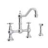 Bridge Kitchen Faucet and Metal Cross Handles in Polished Chrome