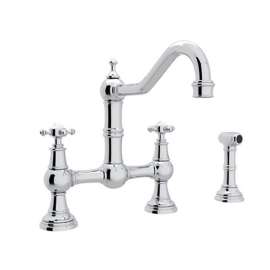 Bridge Kitchen Faucet and Metal Cross Handles