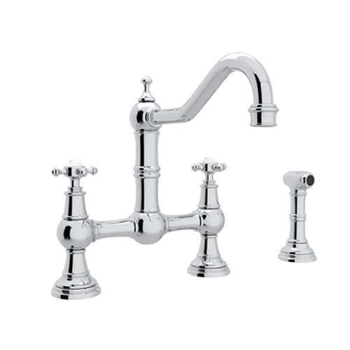 Bridge Kitchen Faucet and Metal Cross Handles