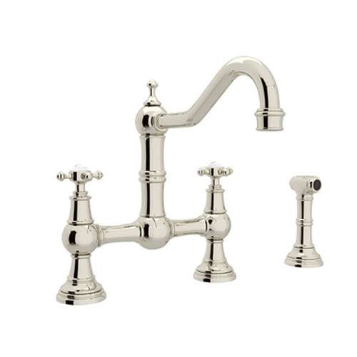 Perrin and Rowe U.4755X-PN-2 Bridge Kitchen Faucet in Polished Nickel