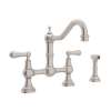 Perrin and Rowe U.4756L-STN-2 Bridge Kitchen Faucet in Satin Nickel
