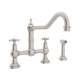 Perrin and Rowe U.4763X-STN-2 Bridge Kitchen Faucet and Metal Cross Handles in Satin Nickel