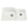 33in Double Basin Undermount Fireclay Kitchen Sink in Biscuit