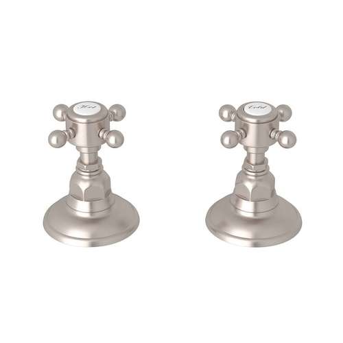 Italian Country Bath A7422XMSTN 3/4-in Hot and Cold Sidevalves Set with Cross Handle in Satin Nickel