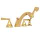 4-Hole Deck Mount Tub Filler with Metal Lever Handshower in Italian Brass