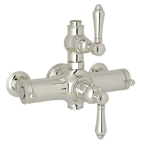 Italian Bath Exposed Thermostatic Valve with Metal Lever in Polished Nickel