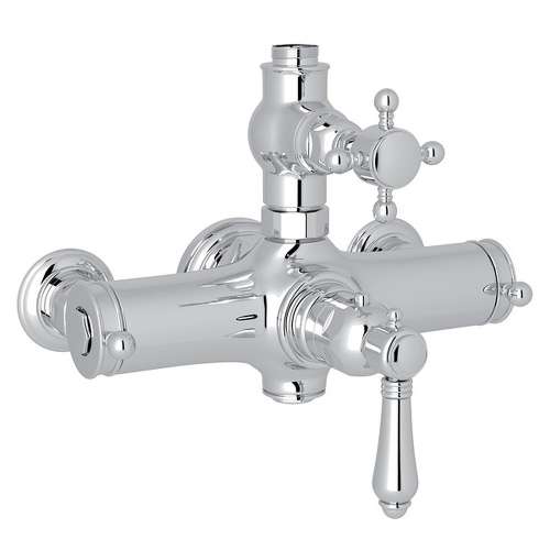 Italian Bath Exposed Thermostatic Valve with Cross Handle in Polished Chrome