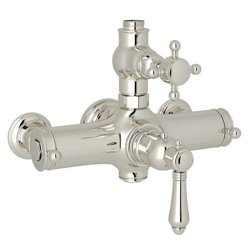 Italian Bath Exposed Thermostatic Valve with Cross Handle in Polished Nickel