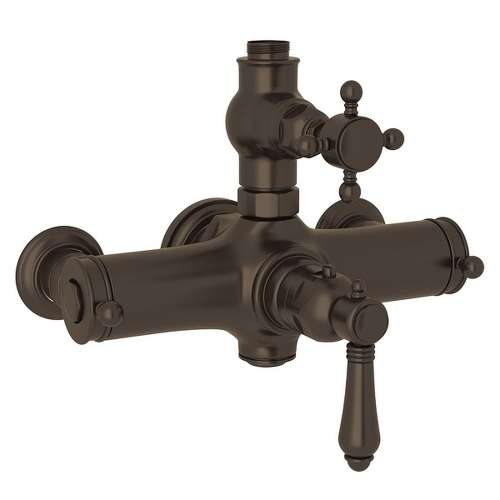 Italian Bath Exposed Thermostatic Valve with Cross Handle in Tuscan Brass