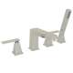 Vincent A1004LVPN 4-Hole Deck Mount Tub Filler with Metal Lever Handshower in Polished Nickel