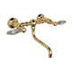 Wall Mount Bridge Lavatory Faucet with Crystal Levers and Low Swinging Spout in Italian Brass