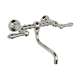 Wall Mount Bridge Lavatory Faucet with Metal Levers and Low Swinging Spout in Polished Nickel