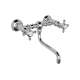 Wall Mount Bridge Lavatory Faucet with Crystal Cross Handles and Low Swinging Spout in Polished Chrome