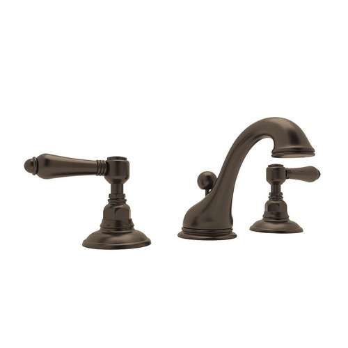 C-Spout Widespread Lavatory Faucet with Metal Lever Pop-Up in Tuscan Brass
