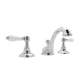 C-Spout Widespread Lavatory Faucet with Porcelain Lever Pop-Up in Polished Chrome