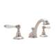 C-Spout Widespread Lavatory Faucet with Porcelain Lever Pop-Up in Satin Nickel