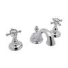 C-Spout Widespread Lavatory Faucet with Crystal Cross Handles Pop-Up in Polished Chrome
