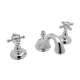 C-Spout Widespread Lavatory Faucet with Crystal Cross Handles Pop-Up in Polished Chrome