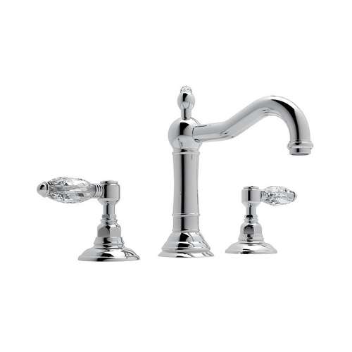 Column Spout Widespread Lavatory Faucet with Crystal Levers Pop-Up in Polished Chrome