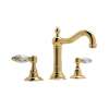 Column Spout Widespread Lavatory Faucet with Crystal Levers Pop-Up in Italian Brass