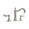 Column Spout Widespread Lavatory Faucet with Crystal Levers Pop-Up in Satin Nickel