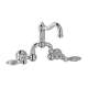 Wall Mount Bridge Lavatory Faucet with Crystal Levers Pop-Up and Column Spout in Polished Chrome