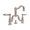 Deck Mount Bridge Lavatory Faucet with Crystal Levers Pop-Up and Column Spout in Tuscan Brass