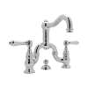 Deck Mount Bridge Lavatory Faucet with Metal Levers Pop-Up and Column Spout in Polished Chrome