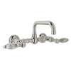 Wall Mount Bridge Lavatory Faucet with Crystal Levers and High Swinging Spout in Polished Nickel