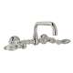 Wall Mount Bridge Lavatory Faucet with Crystal Levers and High Swinging Spout in Polished Nickel