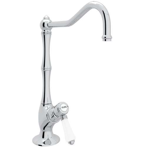 Column Spout Filter Faucet With Mini Porcelain Lever Handle In Polished Chrome