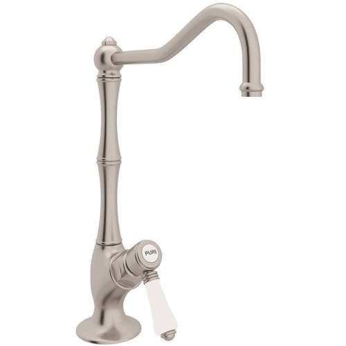 Column Spout Filter Faucet With Mini Porcelain Lever Handle In Satin Nickel