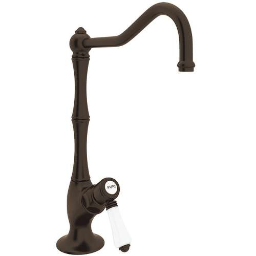 Column Spout Filter Faucet With Mini Porcelain Lever Handle In Tuscan Brass