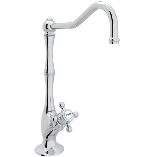 Column Spout Filter Faucet With Mini Cross Handle In Polished Chrome