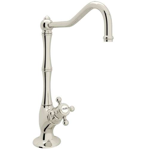 Column Spout Filter Faucet With Mini Cross Handle In Polished Nickel