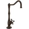 Column Spout Filter Faucet With Mini Cross Handle In Tuscan Brass