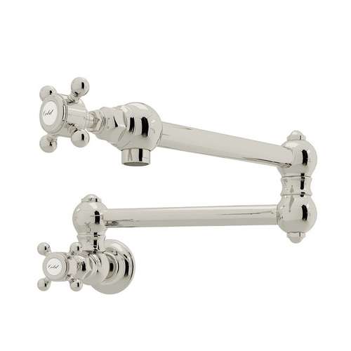 Wall Mount Swing Arm Pot Filler With Cross Handle In Polished Nickel