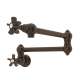 Wall Mount Swing Arm Pot Filler With Five Spoke Handle In Tuscan Brass