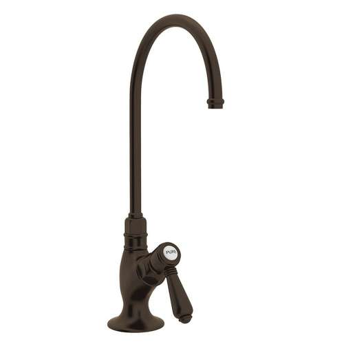 C-Spout Filter Faucet With Mini Metal Lever Handle In Tuscan Brass