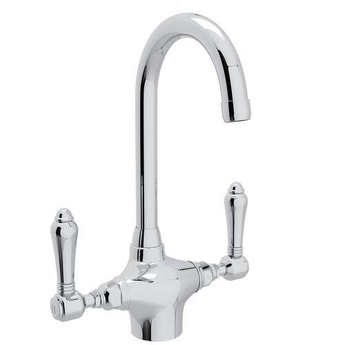 C-Spout Bar/Food Prep Faucet With Metal Lever Handle In Polished Chrome