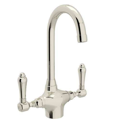 C-Spout Bar/Food Prep Faucet With Metal Lever Handle In Polished Nickel