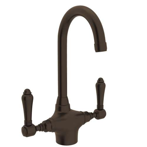C-Spout Bar/Food Prep Faucet With Metal Lever Handle In Tuscan Brass