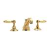 High Neck Widespread Lavatory Faucet with Metal Levers Pop-Up and Hex Spout in Italian Brass