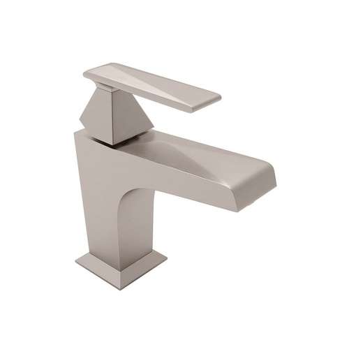Single Hole, Single Lever Lavatory Faucet with Single Vincent Metal Lever and Pop-Up in Satin Nickel