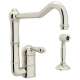 Single Hole Column Spout Kitchen Faucet With Sidespray With Metal Lever Handle In Polished Nickel