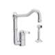 Single Hole Column Spout Kitchen Faucet With Sidespray With Porcelain Lever Handle In Polished Chrome